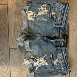 Express Jean Shorts Medium Wash Natural Fading